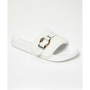 NIB Urban Sport by J/Slides Bravo White Plush Slide Sandals Women's Size 9